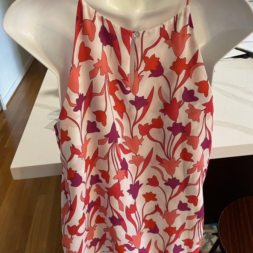 Pink and red floral camisole top lined - size Small - Picture 2 of 2